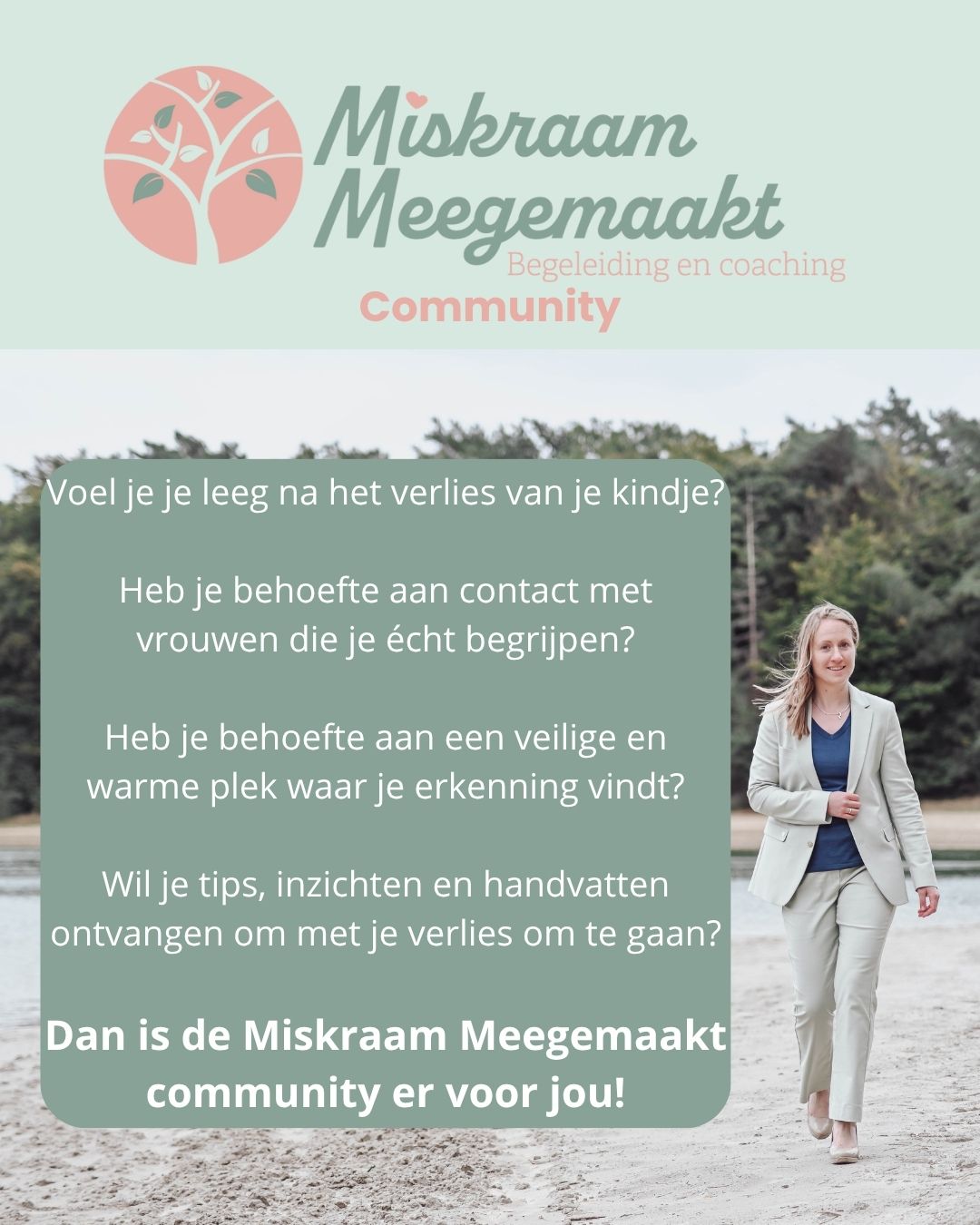 Wat als jouw wereld stil valt, maar de wereld om je heen doorgaat?  Na het verlies van een kindje, tijdens of rond de zwangerschap, voelt het leven vaak stil, terwijl alles om je heen gewoon doorgaat.  Veel vrouwen voelen zich in deze periode leeg, moe en afgesloten van de wereld. Dingen die eerder energie gaven, werken, sociale contacten, bewegen, kunnen ineens te veel zijn. En praten over je verlies? Dat is vaak lastig. Niet iedereen begrijpt hoe diep dit raakt.  Juist daarom heb ik de gratis WhatsApp-community ‘Miskraam Meegemaakt’ opgericht.  Een veilige, vertrouwde plek voor vrouwen die hun kindje zijn verloren. In deze groep kunnen ze ervaringen delen, erkenning vinden en zich gesteund voelen, zonder oordeel, zonder onbegrip.  Naast de steun van lotgenoten bied ik in de groep ook gratis tips, inzichten en begeleiding. Ik denk mee, stel vragen die helpen, en bied perspectief.  Alles in kleine stapjes, op jouw tempo.  Het doel? Herstel. Op jouw manier. Met ruimte voor alles wat er is. Ken jij een vrouw voor wie dit waardevol kan zijn? Deel dit bericht dan met haar. Wil je zelf deelnemen of wil je eerst meer informatie? Stuur me gerust een bericht. Je bent van harte welkom.